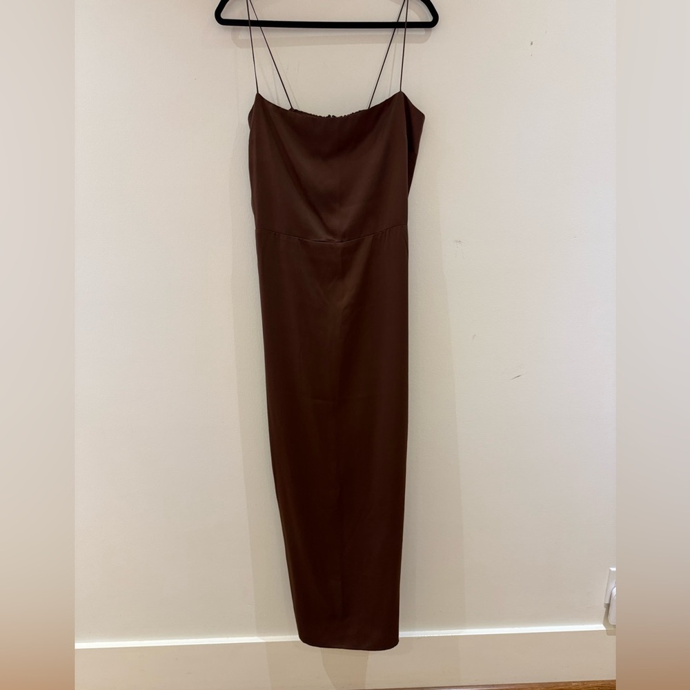 Reformation Frankie Silk Dress in Cafe Size 12P